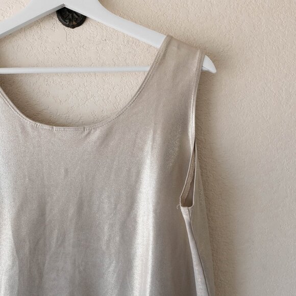Chico's Size 3 / XL Gold Sleeveless Shimmer Shell Top Neutral Wide Strap Cami - Picture 8 of 10